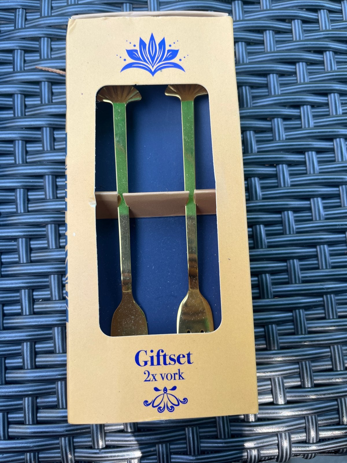 Gouden gebaksvorkjes giftset - 2 stuks, Ophalen, Overige materialen, Gebaksvork, Los bestek