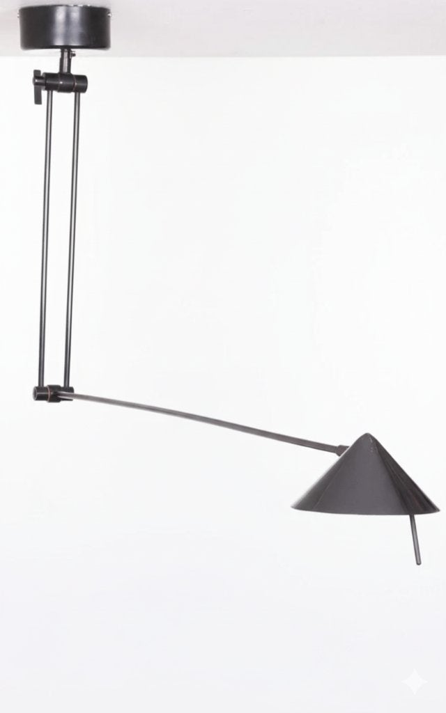 Vintage Hala Zeist Halogen verstelbare plafondlamp lamp 1980, Ophalen of Verzenden, Gebruikt, Metaal, Minder dan 50 cm