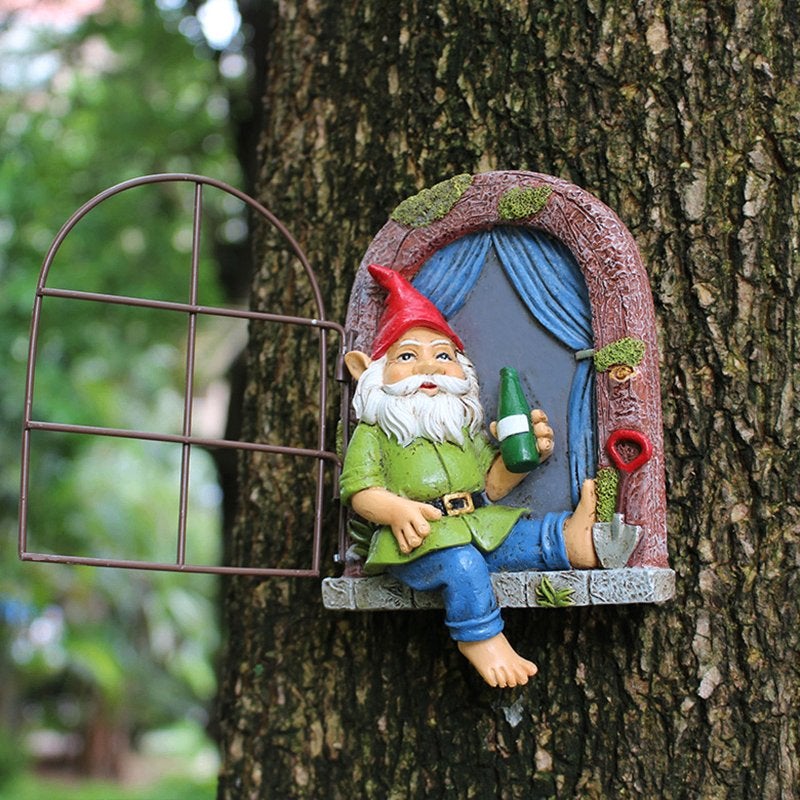 Tuinkabouter Met Drank Uit Deur / Tuin Kabouter Beeldje, Verzenden, Nieuw, Overige materialen, Tuinkabouter