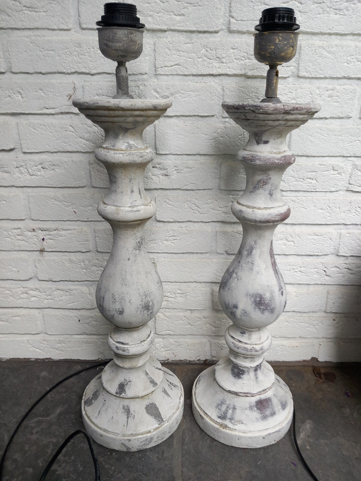 Twee landelijke, barok, baluster lampen, Ophalen, Overige materialen, Gebruikt, 50 tot 75 cm