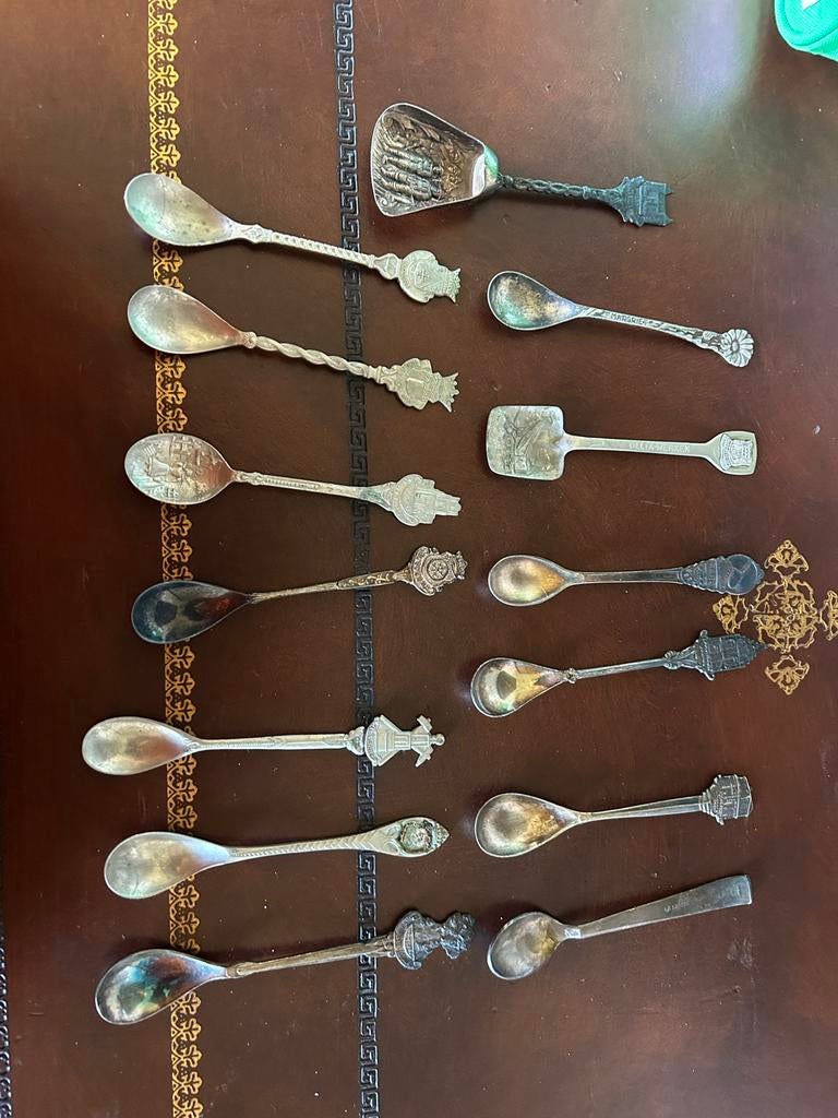 Verzameling van 15 Antieke Theelepeltjes, Antiek en Kunst, Ophalen of Verzenden