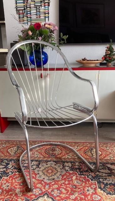 Draadstoel in de stijl van Rinaldi chroom, Ophalen, Zo goed als nieuw, Metaal, Eén