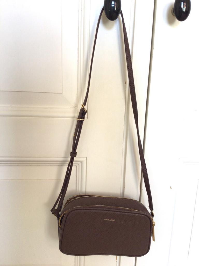 Matt & Nat crossbody tas vegan leer donkerbruin, Ophalen of Verzenden, Nieuw, Bruin, Overige merken