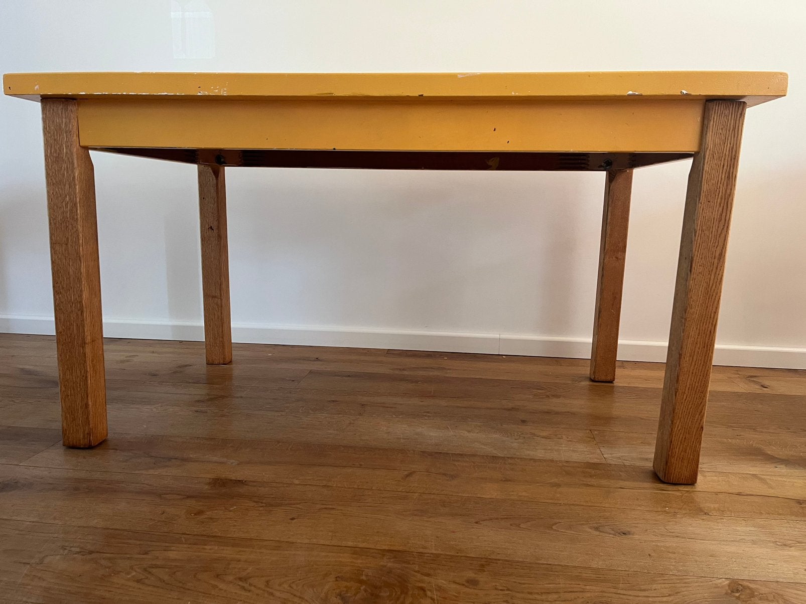 Massief eikenhouten eettafel lbh 140-85-77, Ophalen, Gebruikt, 100 tot 150 cm, 75 cm of meer