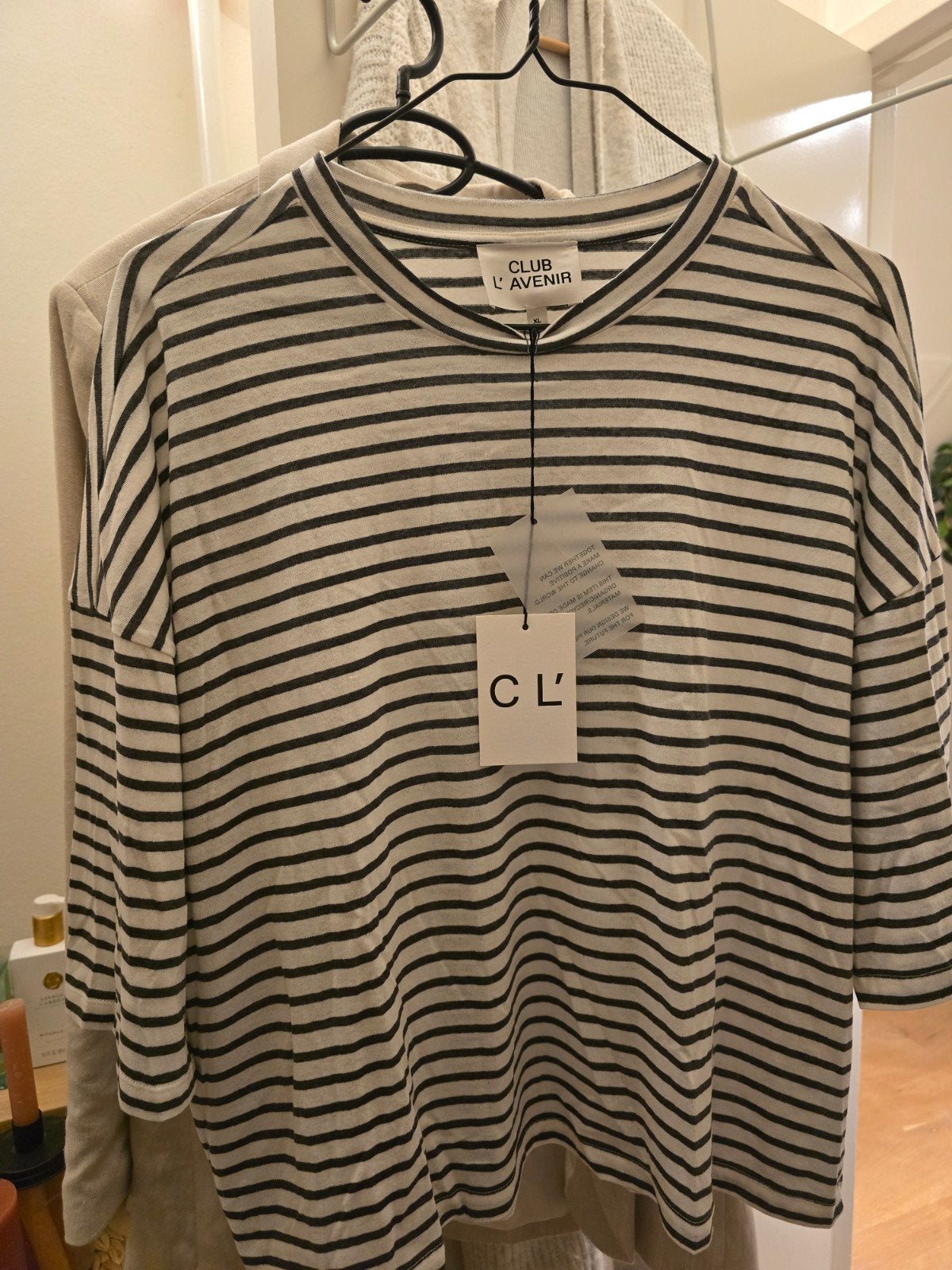 CLUB L'AVENIR Gestreepte T-shirt met driekwart mouwen, CLUB L'AVENIR, Meerkleurig, Maat 46/48 (XL) of groter, Nieuw
