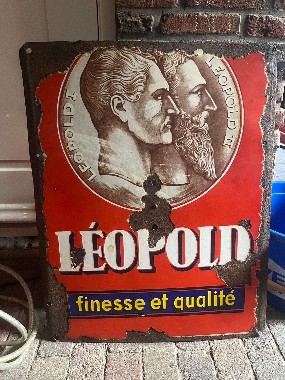 Vintage Leopold I & II emaille reclamebord - Finesse et Qual, Ophalen
