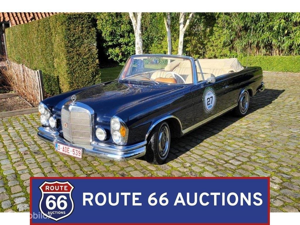 Mercedes-Benz 220SE Cabriolet | 1965 | Route 66 Auctions, Auto's, Oldtimers, Overige carrosserieën, Zwart, Mercedes-Benz, Bedrijf