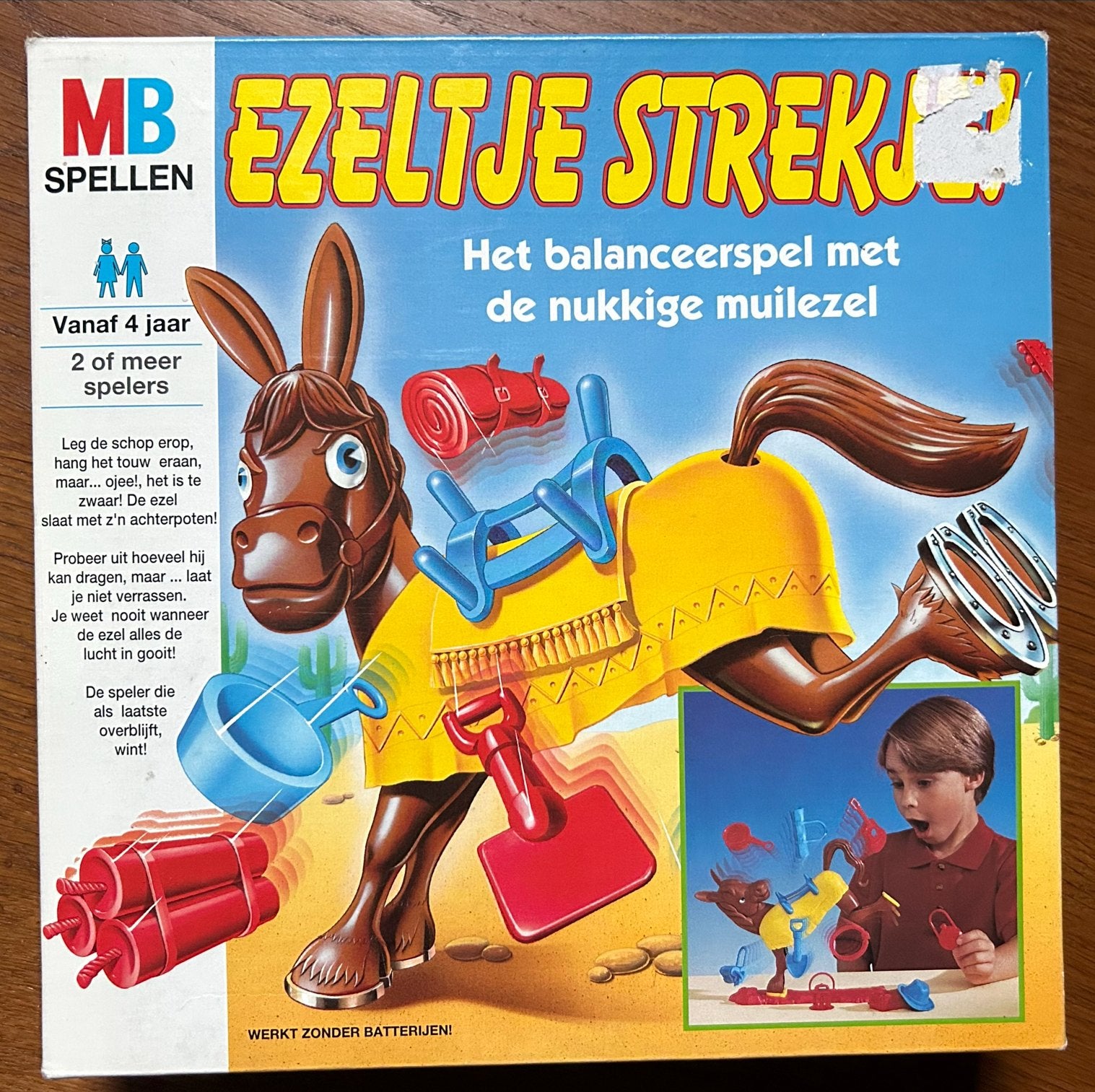 MB Spellen Ezeltje Strekje - Balansspel voor kinderen, Een of twee spelers, Ophalen of Verzenden, Zo goed als nieuw