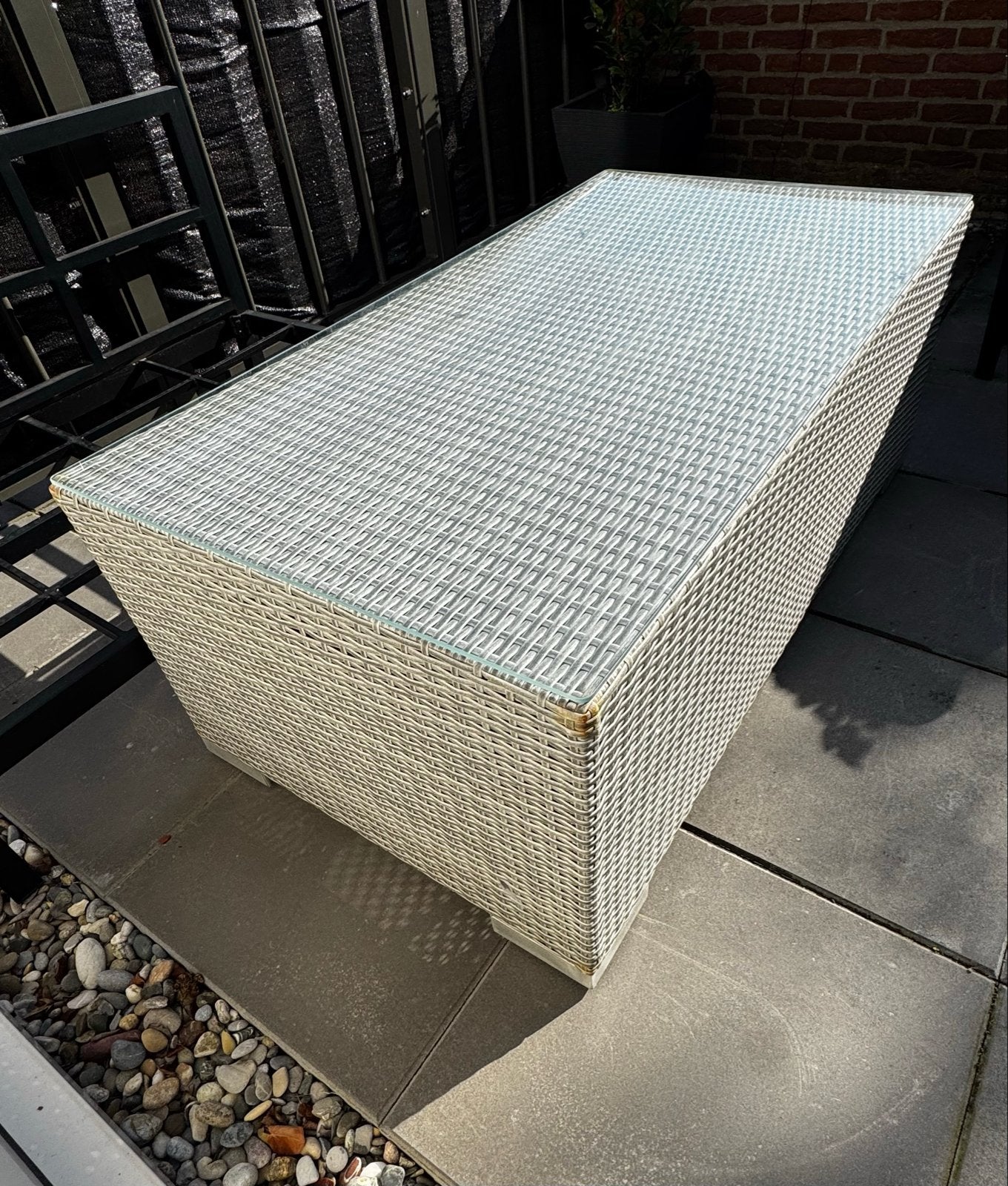 GRATIS! Bois le Duc Wicker Tuin Salontafel met Glasplaat, Tuin en Terras, Ophalen, Gebruikt, Rechthoekig, Wicker