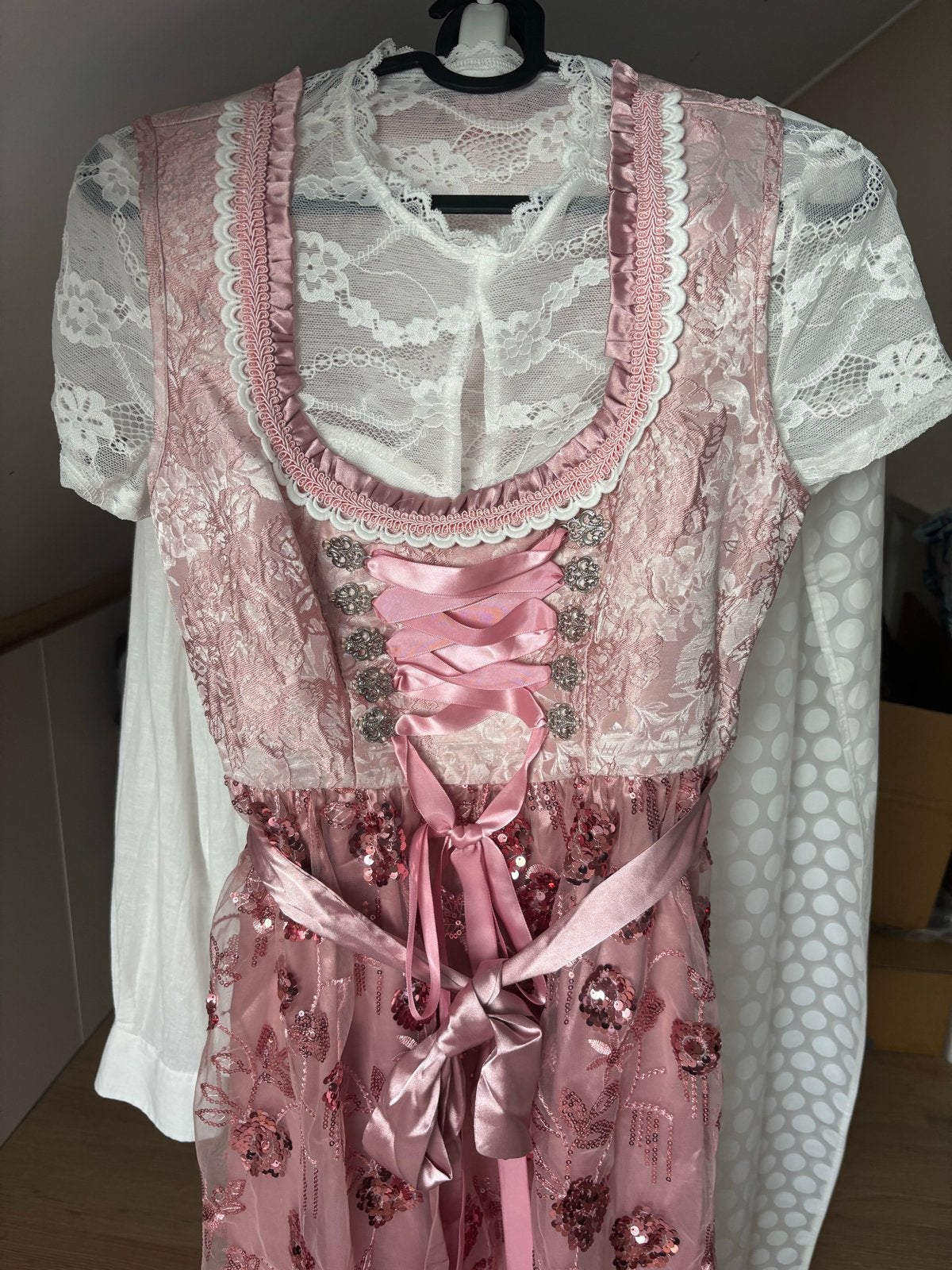 Dirndl jurk maat S (exclusief topje), Ophalen of Verzenden, Gedragen, Maat 36 (S), Roze