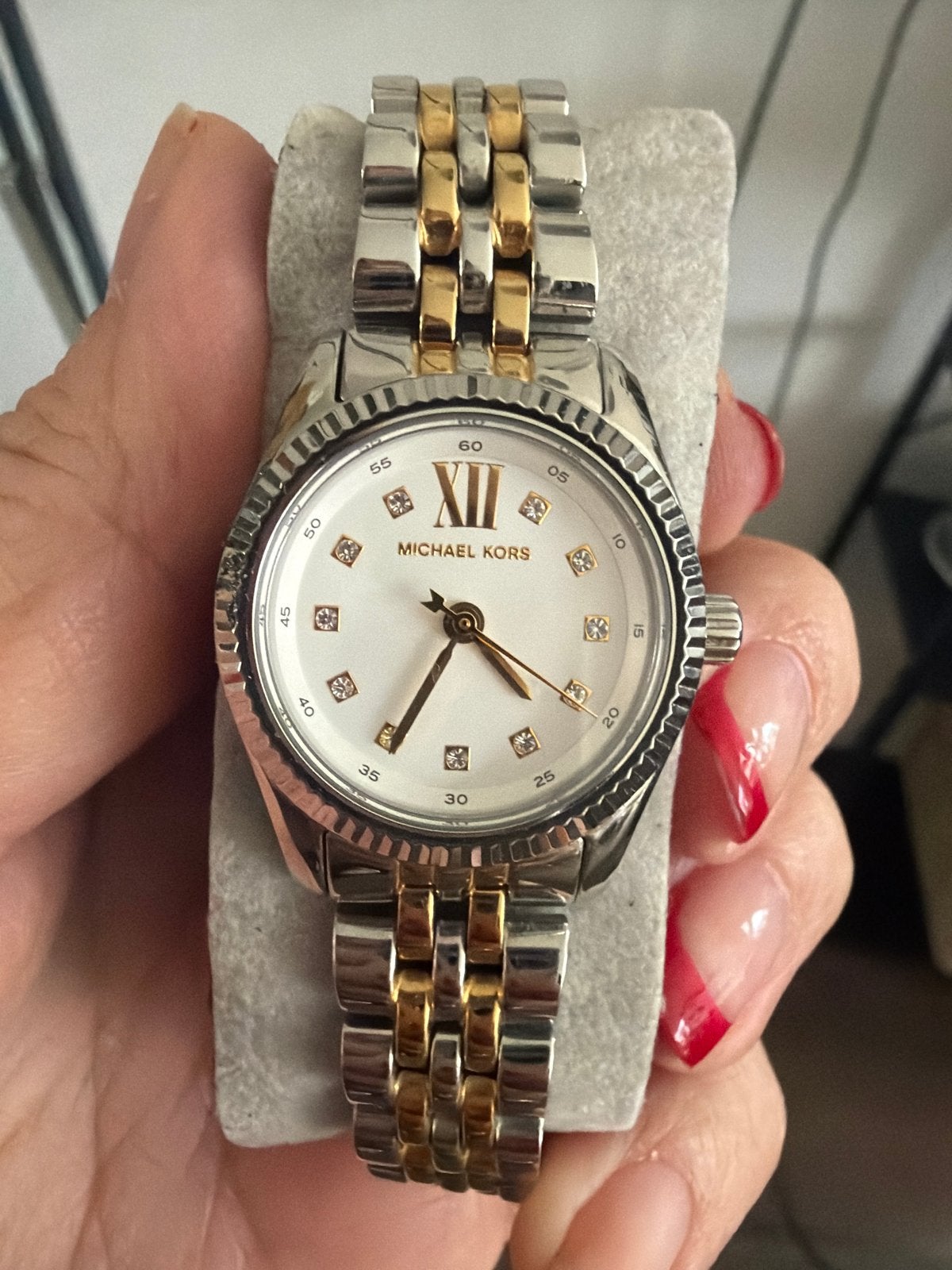 Michael Kors Dameshorloge - Zilver/Goud met Strass, Sieraden, Tassen en Uiterlijk, Overige merken, Staal, Polshorloge, Ophalen of Verzenden