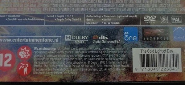 The Cold Light Of Day DVD Nederlandse ondertiteling Engels, Inclusief DVD, Verzenden, Zo goed als nieuw, Vanaf 12 jaar