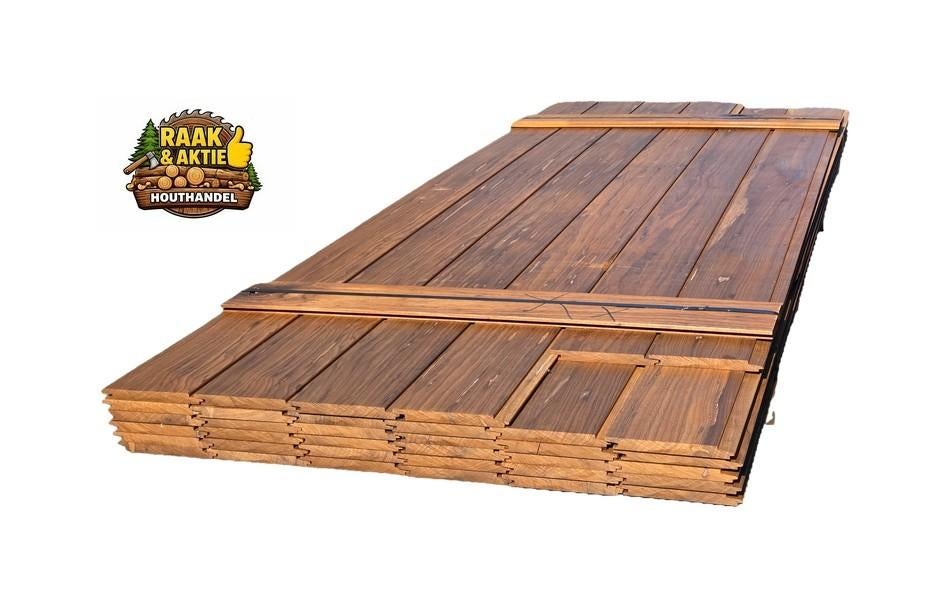 17.6 m2 Hardhouten rabat - nr: HP190, Ophalen, Planken, Nieuw, Hardhout