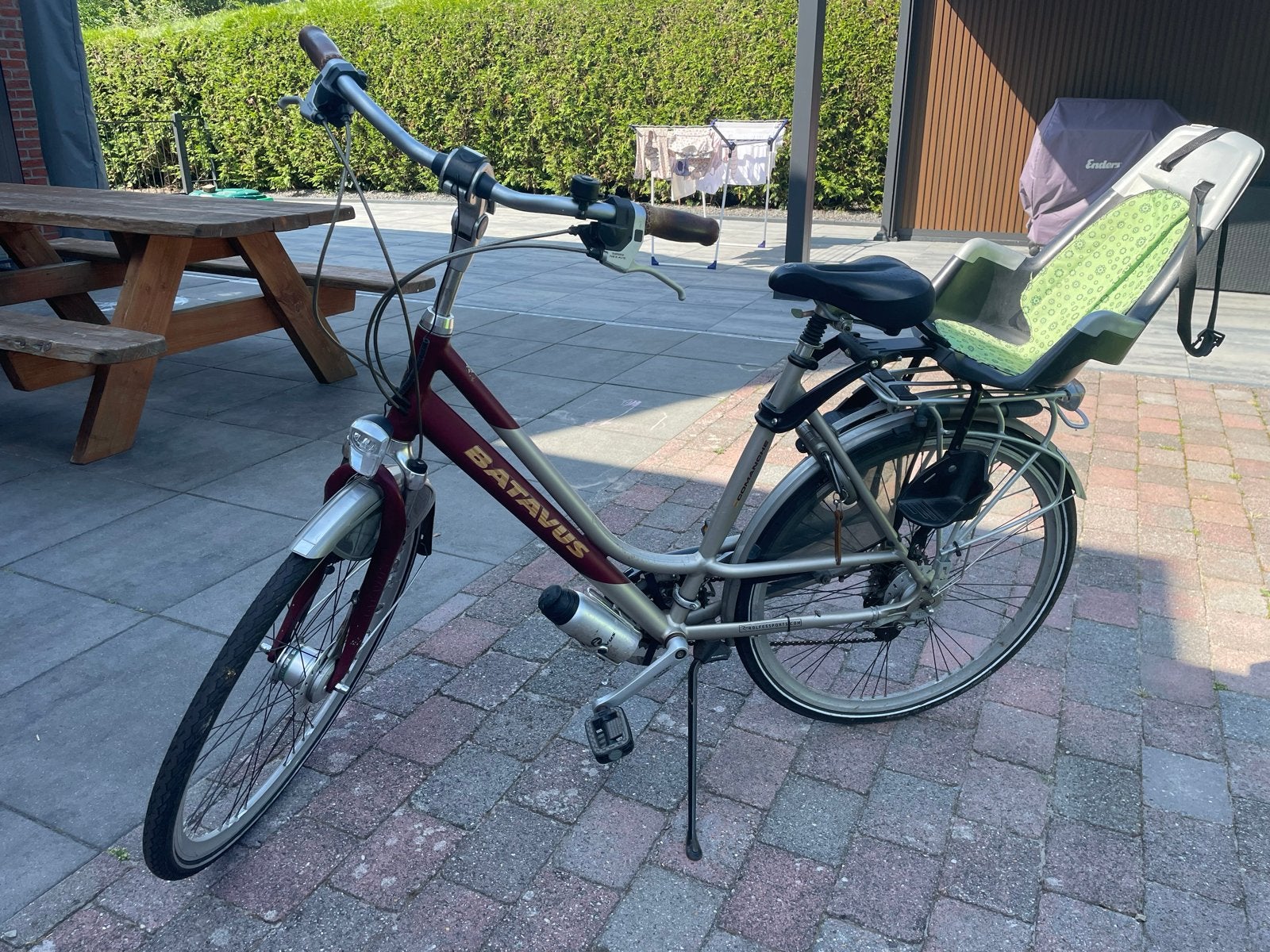 Batavus Royal Class Damesfiets met Kinderzitje, Ophalen, Velgrem, Batavus, 53 tot 56 cm
