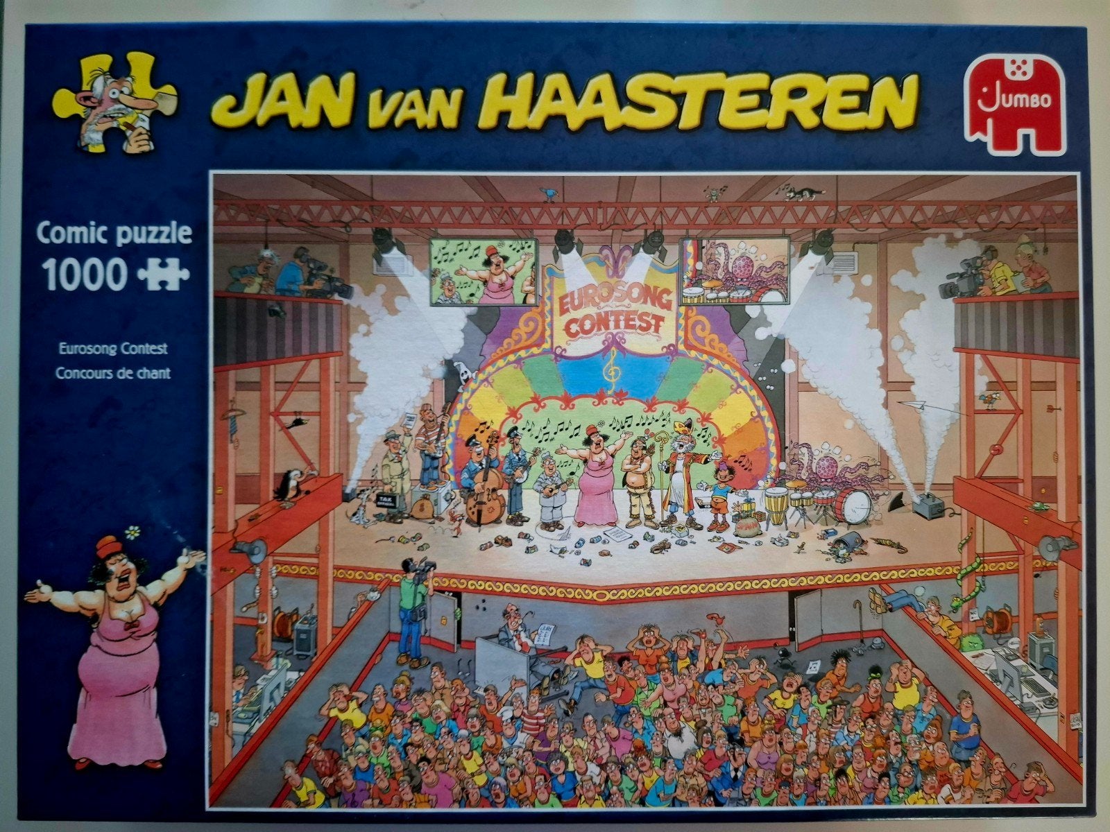Jan van Haasteren 'Eurosong Contest' 1000 stukjes, Ophalen of Verzenden, 500 t/m 1500 stukjes, Zo goed als nieuw, Legpuzzel