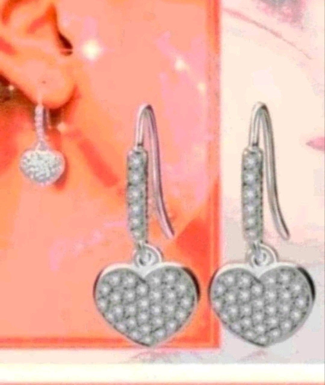 oorbellen hart Swarovski, Verzenden, Nieuw, Zilver, Hangers