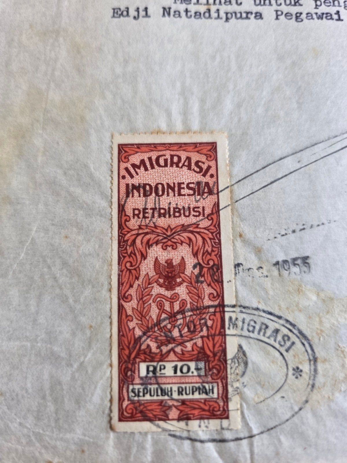 154) DOCUMENT NED.INDIË GEBOORTE UITTREKSEL 1955, Verzenden, Gestempeld, Overige thema's