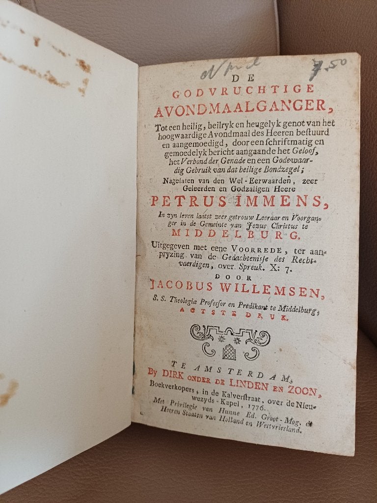 De Godvruchtige Avondmaalganger - Petrus Immens (1776), Boeken, Christendom | Protestants, Petrus Immens, Ophalen, Gelezen