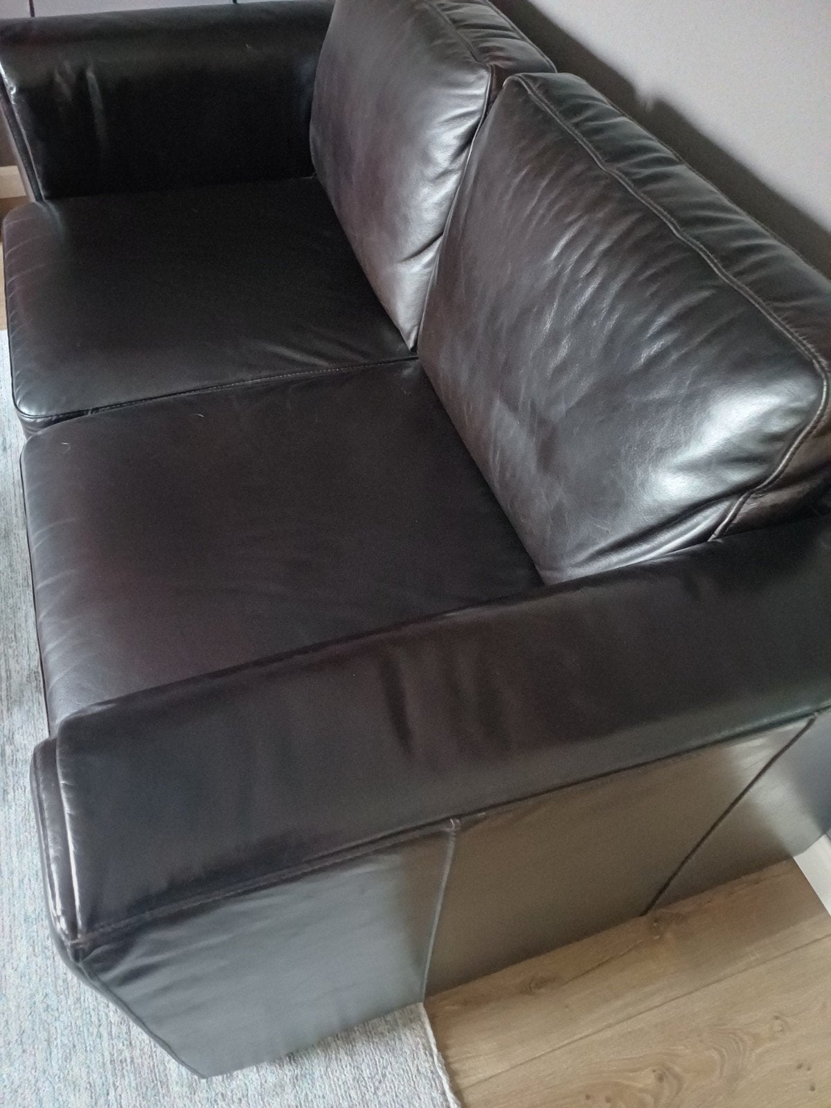 Henders & Hazel Tweezitsbank - Donkerbruin Leder, Huis en Inrichting, Ophalen, Gebruikt, 150 tot 200 cm, Tweepersoons