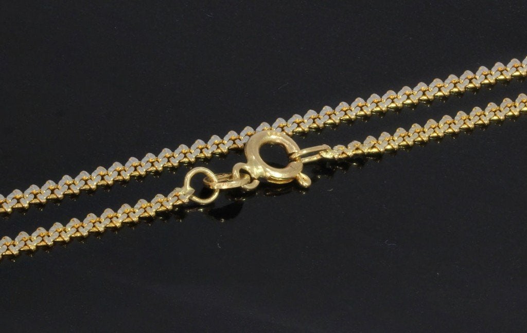 Fantasie 14k gouden unieke ketting bicolor schakel 46cm dame, Sieraden, Tassen en Uiterlijk, Voordeelsieraden, Ophalen of Verzenden