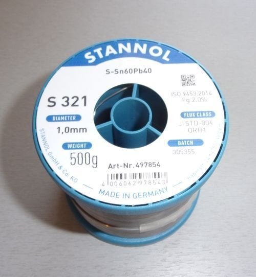 Stannol Soldeertin Sn 60 Pb 40 500g 1,0 mm 2% Flux, Verzenden, Nieuw