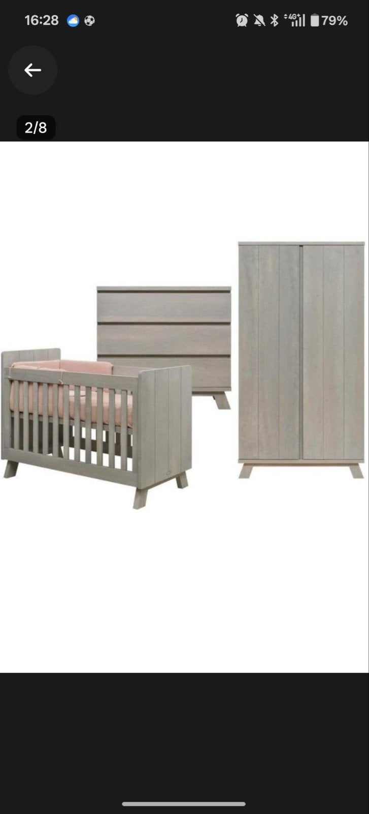 Bopita Tim babykamer: ledikant, commode & kast – Blue Wash, Ophalen, Zo goed als nieuw, Jongetje of Meisje