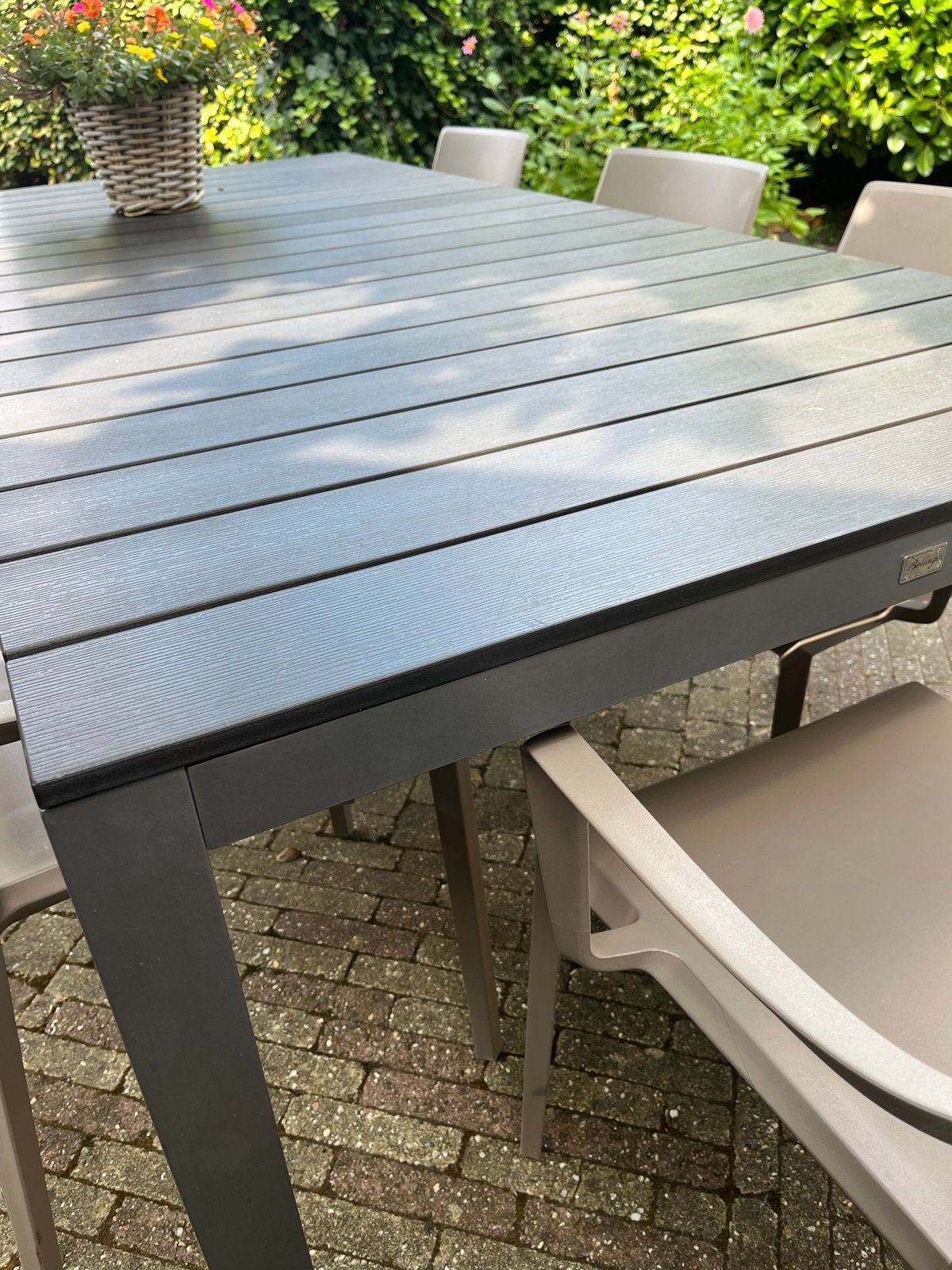 Moderne kunststof tuinset met 6 stoelen -Kees Smit kwaliteit, Ophalen, Kunststof, Gebruikt, Eettafel