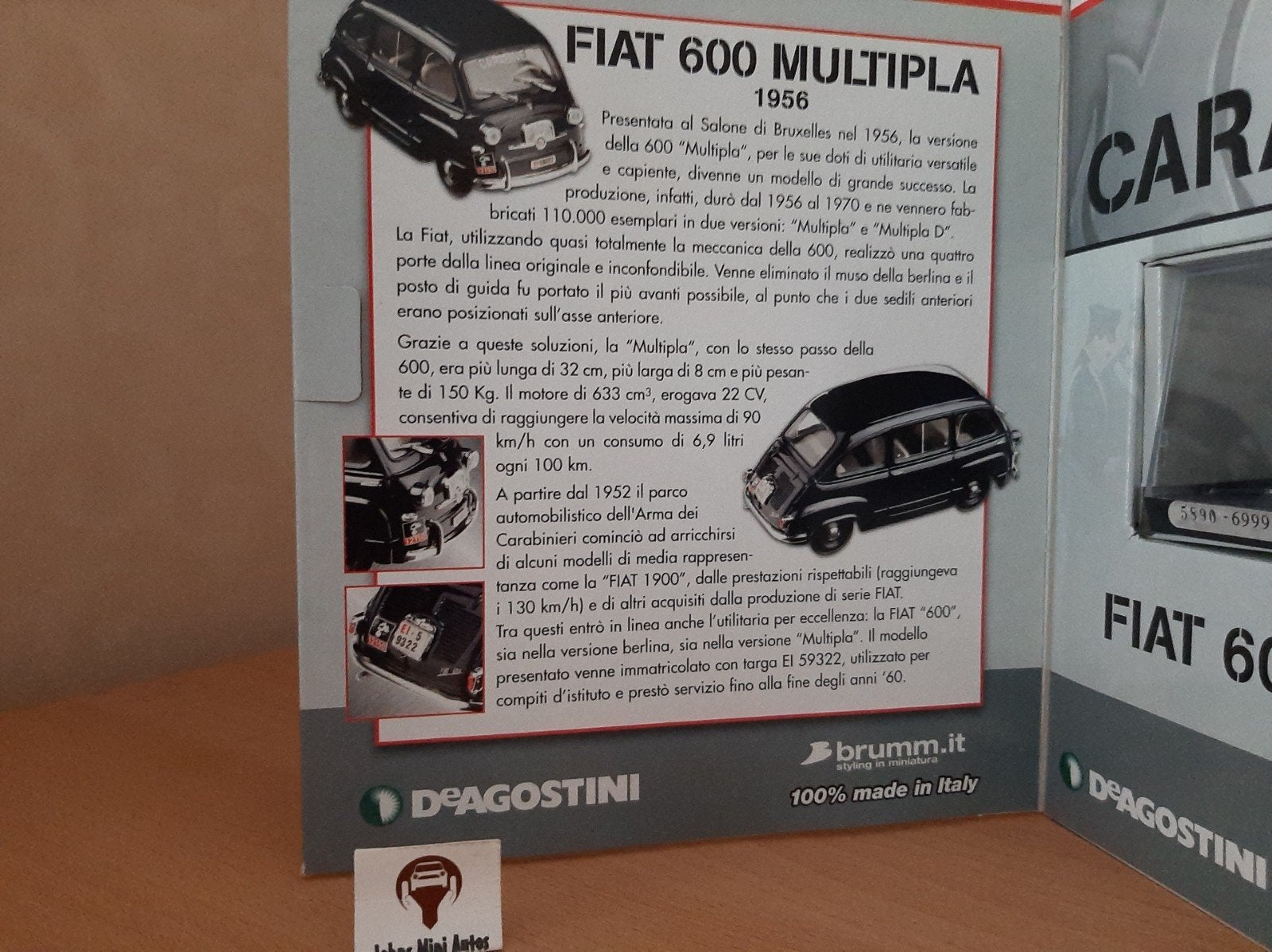Fiat 600 Multipla Carabinieri 1:43, Overige merken, Auto, Nieuw, Ophalen of Verzenden