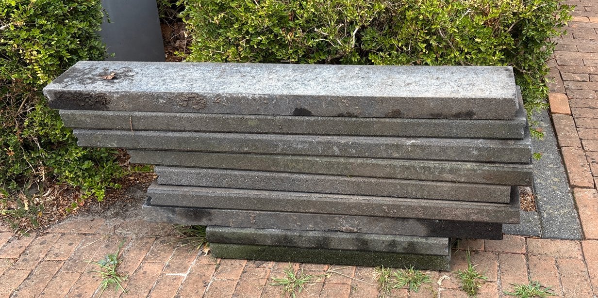 Gebruikte opsluitbanden met veer of groef, Tuin en Terras, Tegels en Klinkers, Ophalen, Gebruikt, Beton, Terrastegels