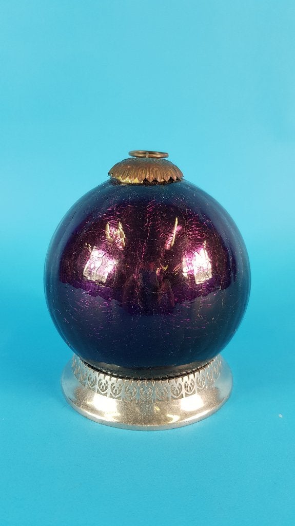 Brocante glazen kerstbal, paars. In prachtige conditie! 6B7, Tweedehands verkoop, Tweedehands verkoop, Gebruikt, Ophalen of Verzenden