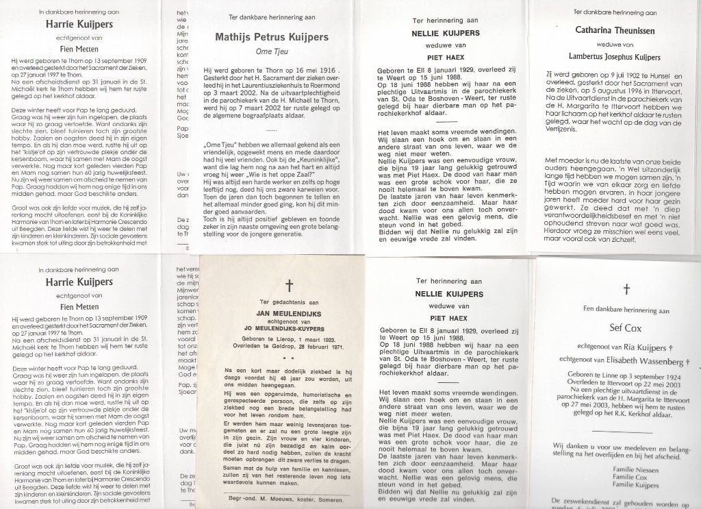 156 Bidprentjes met de naam Kuypers/Kuipers, Ophalen of Verzenden, Bidprentje