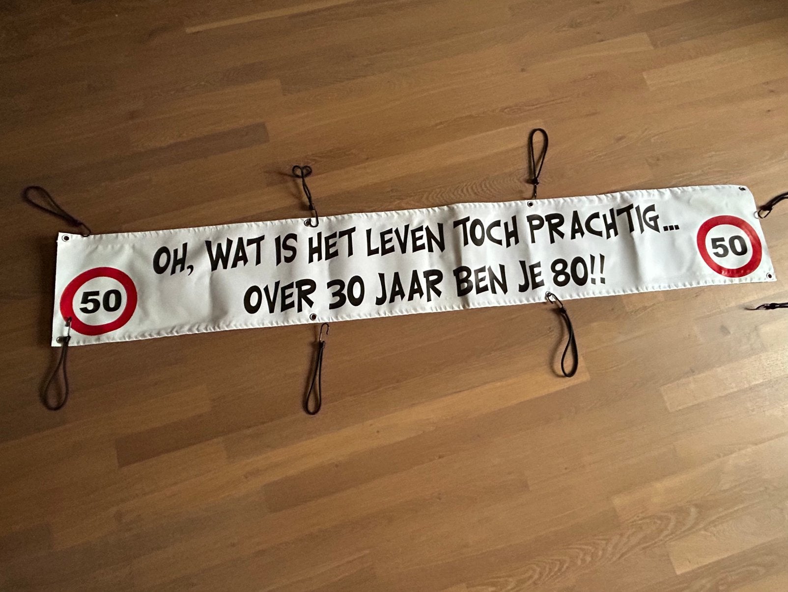 Spandoek 50 jaar, Ophalen of Verzenden, Zo goed als nieuw, Feestartikel, Verjaardag