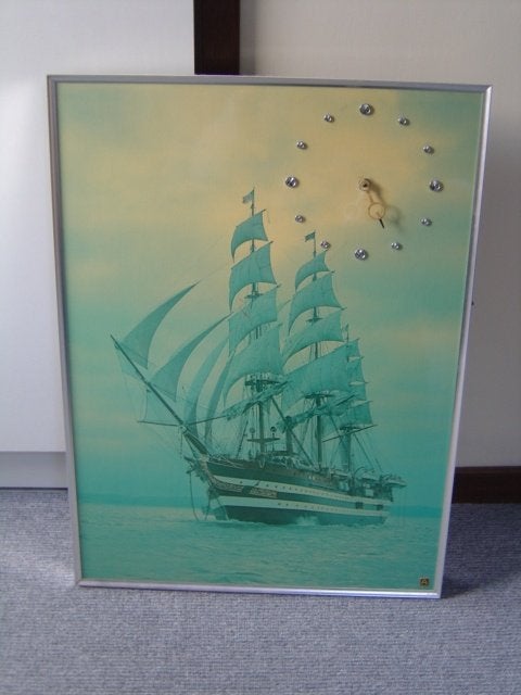 Mooie wandklok schilderij zeil schip / Tall ship wand klok, Ophalen, Zo goed als nieuw, Wandklok