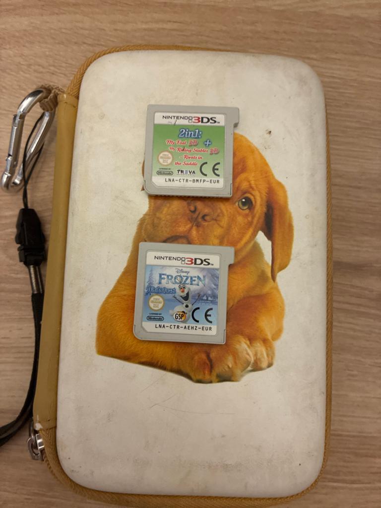 3DS hoesje met 2 spellen: Frozen en My foal/Riding Stables, Spelcomputers en Games, Avontuur en Actie, Gebruikt, 1 speler, Ophalen of Verzenden
