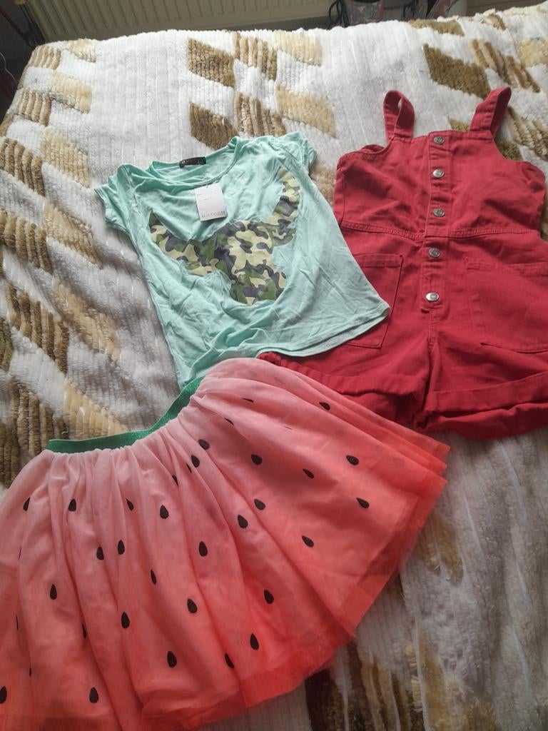 Setje meisjes zomerkleding maat 128/134, Kinderen en Baby's, Kinderkleding | Maat 128, Ophalen of Verzenden, Zo goed als nieuw