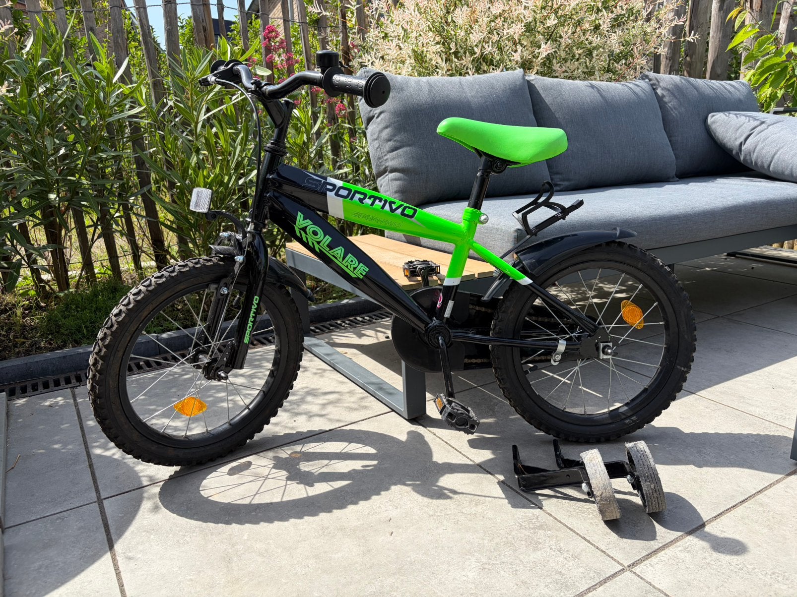 Kinderfiets in groen/zwart, Volare sportivo, Ophalen, Terugtraprem, 16 tot 20 inch, Staal