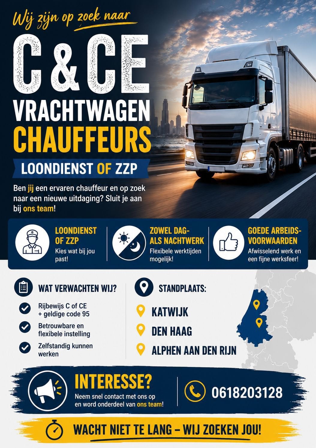 GEZOCHT C CE CHAUFFEUR, Vacatures, Overige niveaus, Starter, Overige vormen