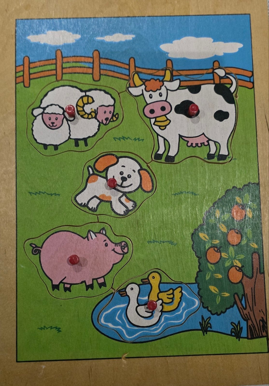 Houten Boerderij Dieren Puzzel met Knoppen, Ophalen, Gebruikt, Overige typen