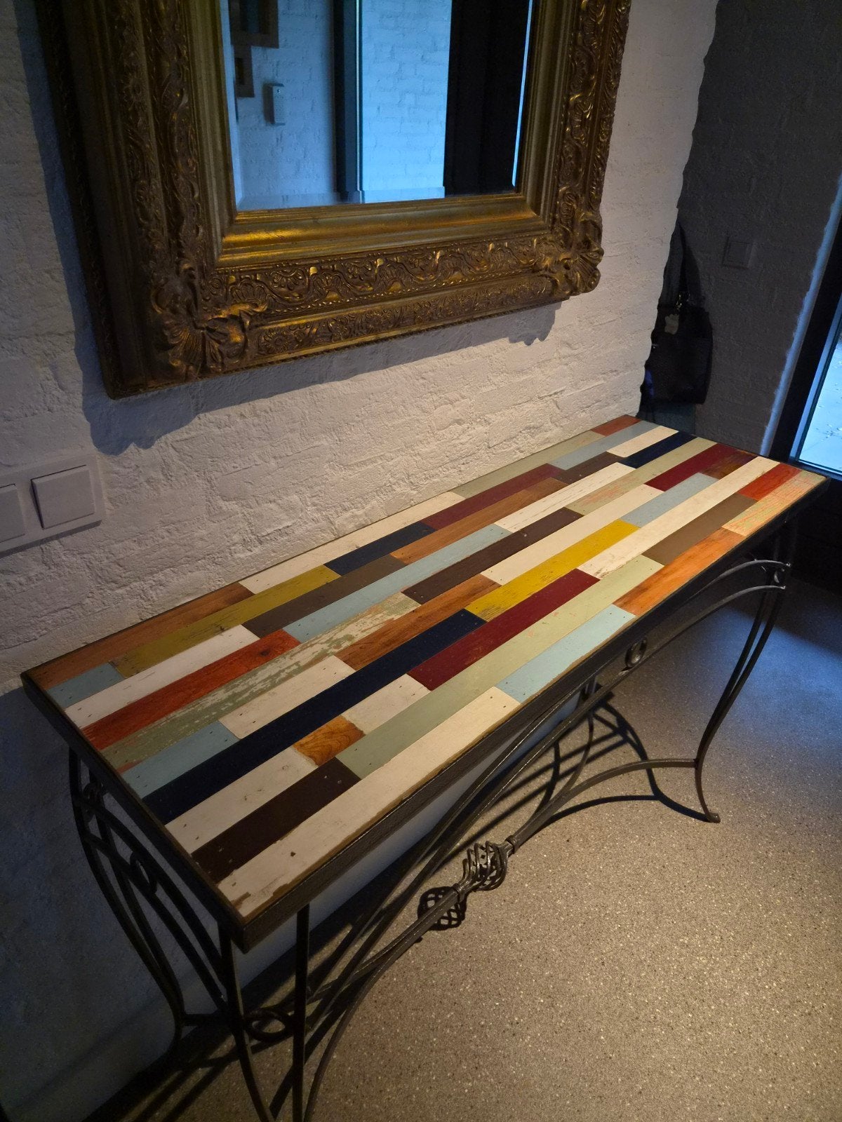 Sloophouten blad gekleurd 1.20 x 40 cm, Huis en Inrichting, Ophalen, Zo goed als nieuw, Industrieel, Bohemien, Eclectisch, 75 cm of meer