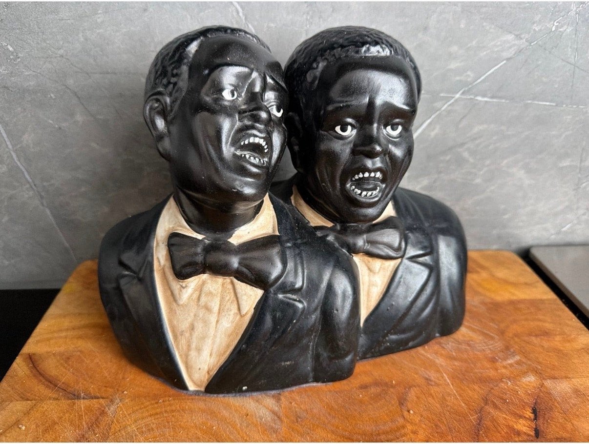 Vintage beeldje van twee mannen met vlinderdas, Ophalen of Verzenden