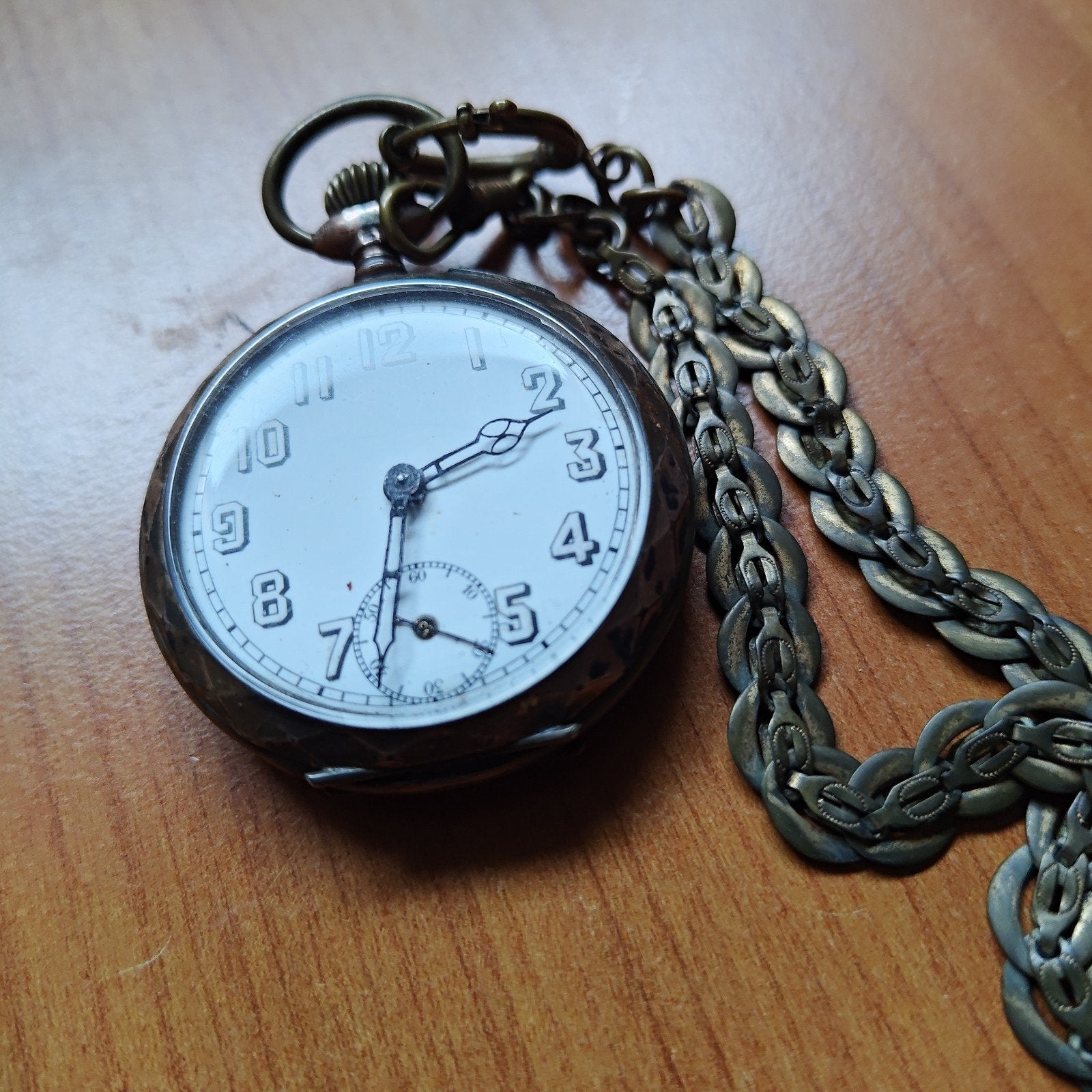 Antiek Zakhorloge met Ketting - Remontoir Cylindre 6 Rubis, Overige merken, Overige materialen, Zakhorloge, Ophalen of Verzenden
