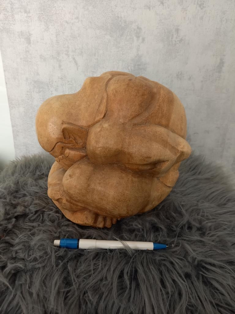 Grote Houten Yogi Man / Orang Malu (ca 21 cm), Huis en Inrichting, Woonaccessoires | Boeddhabeelden, Ophalen of Verzenden