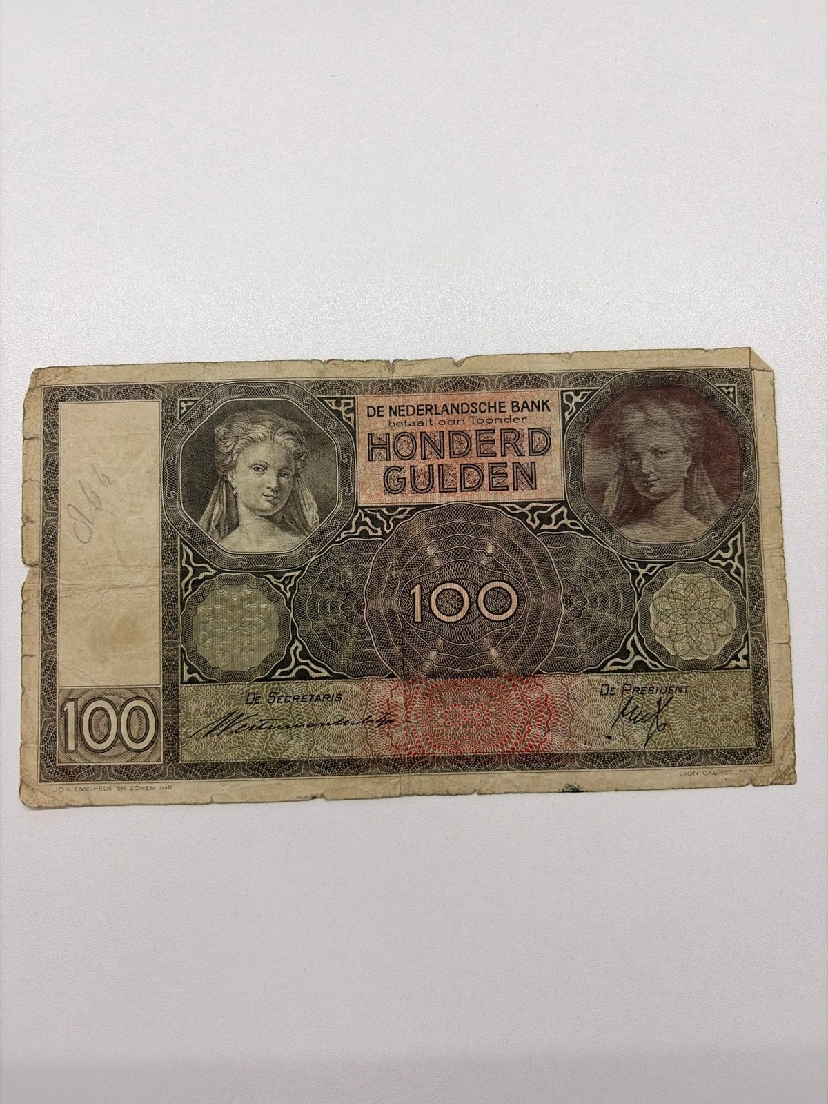 Zeldzaam biljet: 100 Gulden uit 1938, Ophalen of Verzenden, 100 gulden, Los biljet