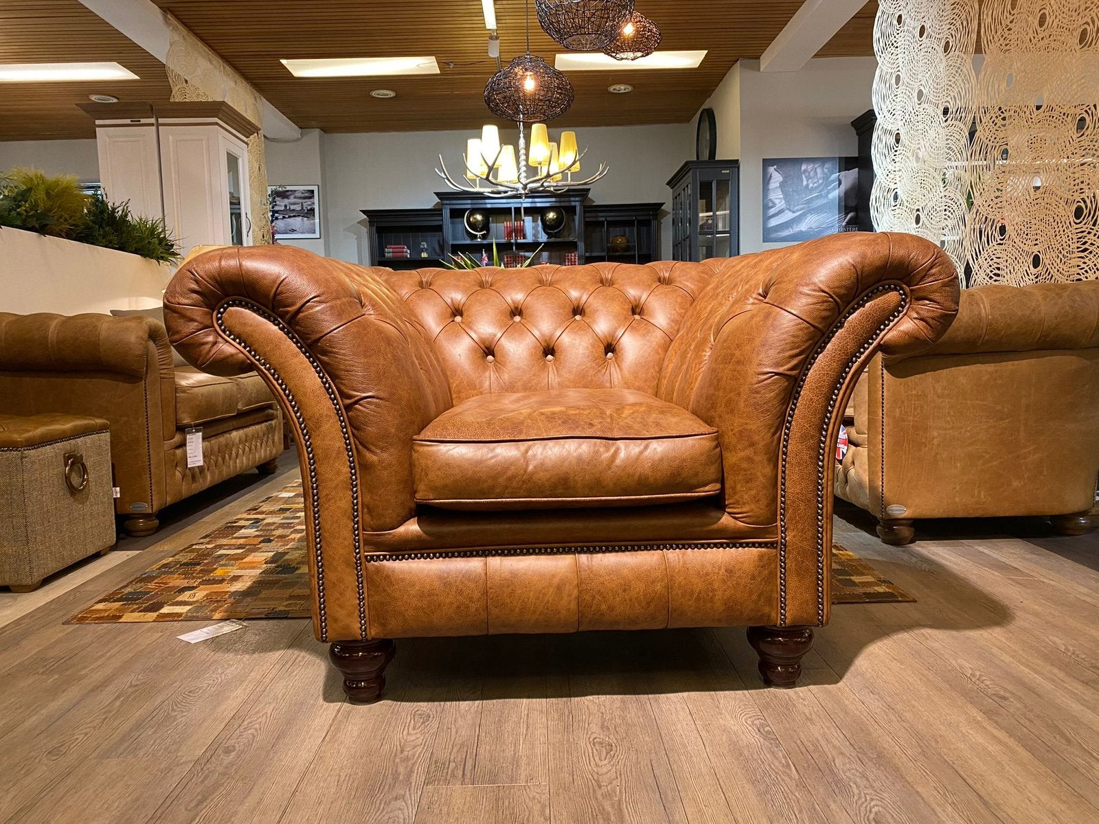 ORIGINELE SWINDON CHESTERFIELD CLUB FAUTEUIL VINTAGE BRUIN, Ophalen of Verzenden, Zo goed als nieuw, 75 tot 100 cm