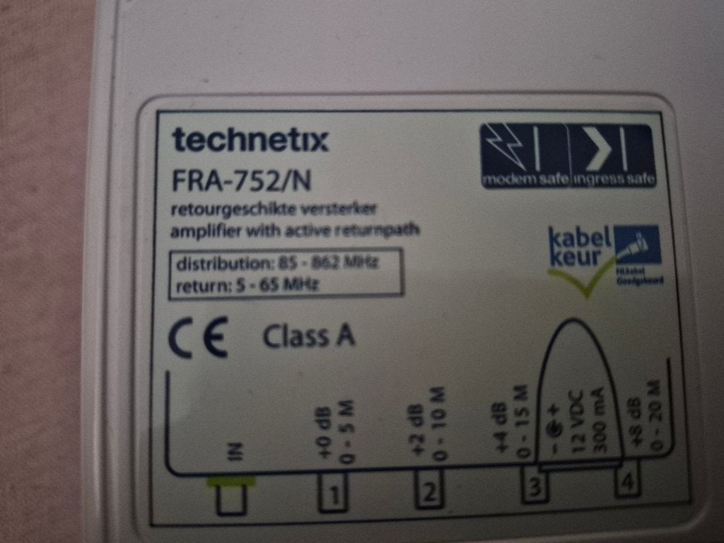 Technetix FRA-752/N antenneversterker, Ophalen, Zo goed als nieuw