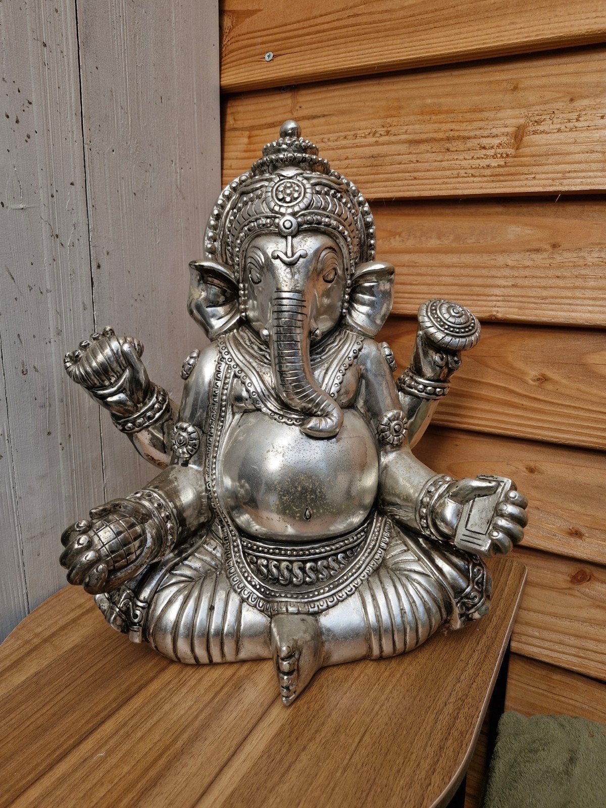 Zilverkleurig Ganesha Beeld - Hindoeïstische God, Ophalen of Verzenden