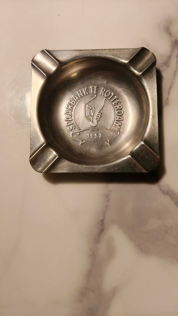Vintage asbak Spaarbank te Rotterdam 1957, Verzamelen, Ophalen of Verzenden, Gebruikt, Asbak