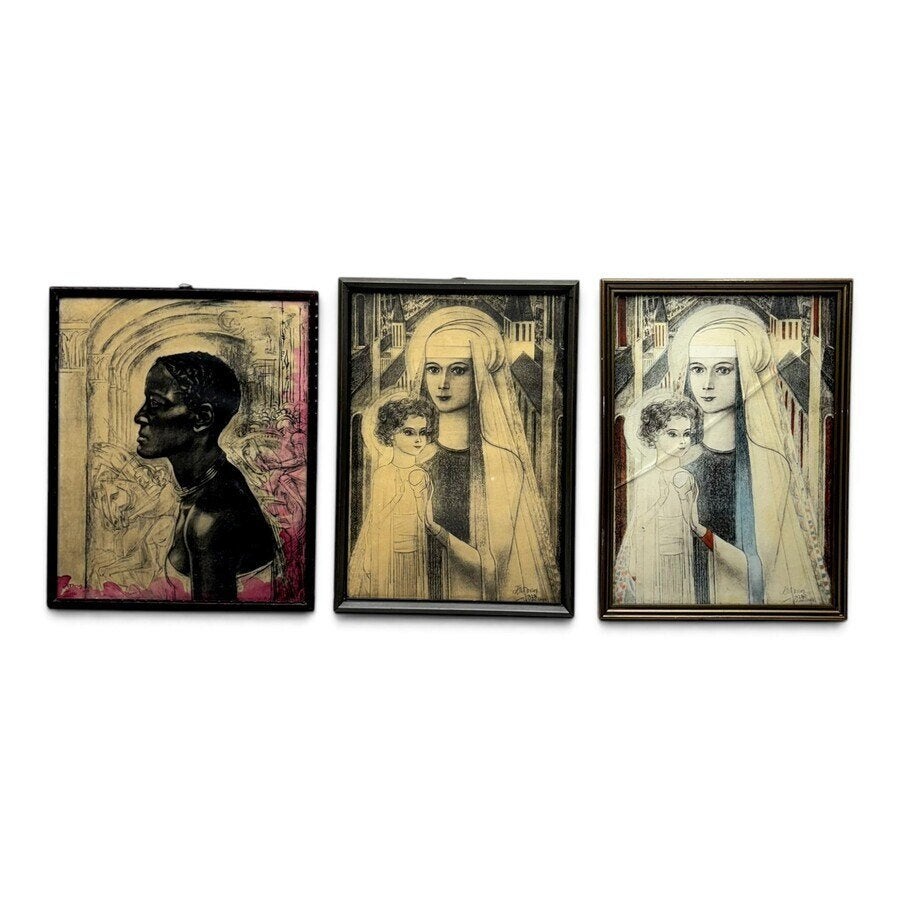 Jan Toorop (1858-1928), zeven ingelijste prenten, Antiek en Kunst, Ophalen of Verzenden