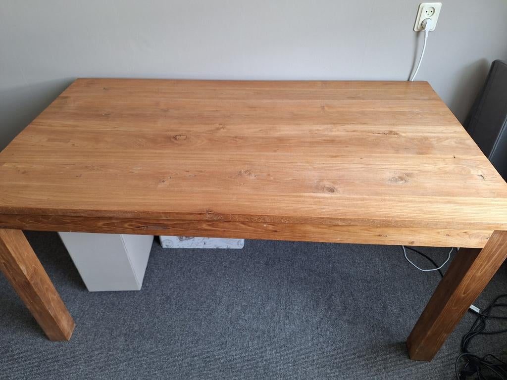 Teakhouten (eet)tafel 89cm x 1.59½cm, Ophalen, Rechthoekig, 50 tot 100 cm