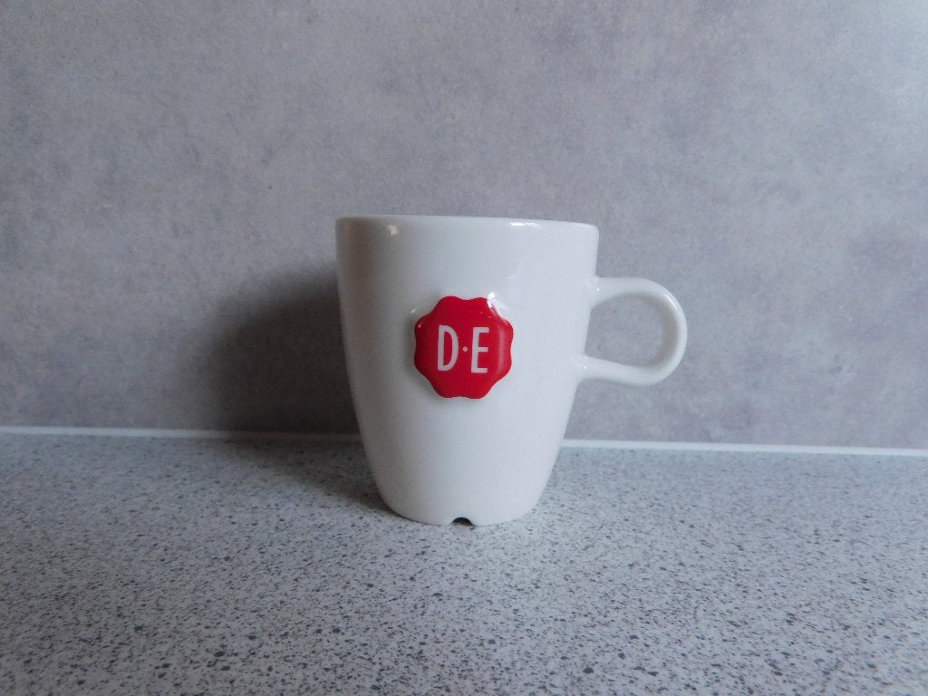 Mok 150 ml. Creme Rood Zegel Douwe Egberts, Ophalen of Verzenden, Zo goed als nieuw, Overige stijlen, Kop(pen) en/of Schotel(s)